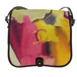 Chanel Suede Flower Power Multicolor Printed Nubuck Messenger Bag Multicolour
